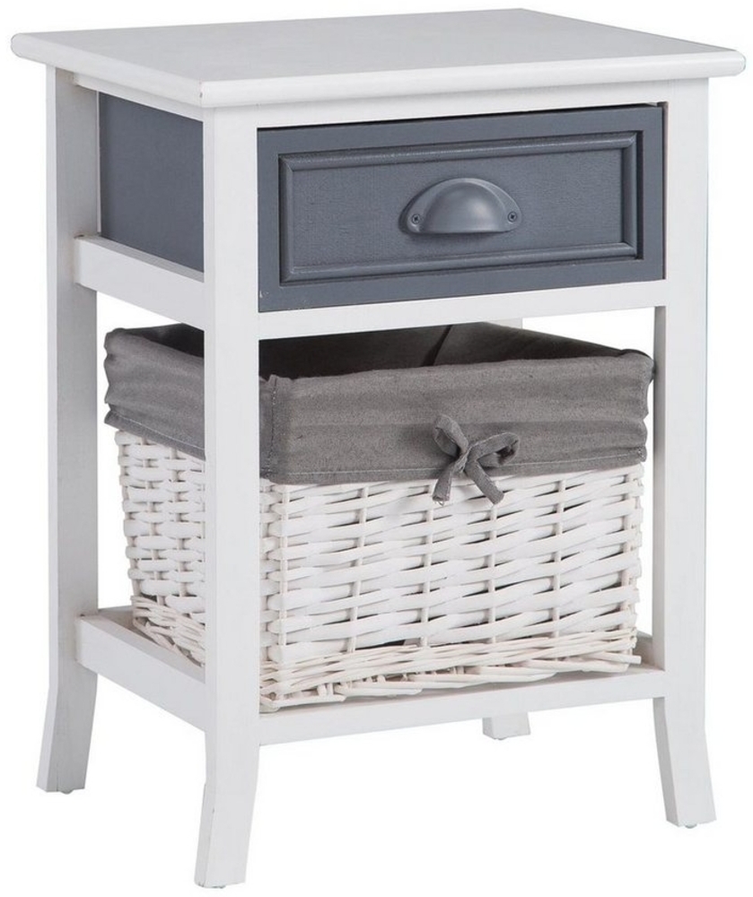 CARO-Möbel Nachtkommode FLORENZ, Nachttisch Nachtschrank Kommode in weiß 1 Schublade Landhaus Vintage L Bild 1