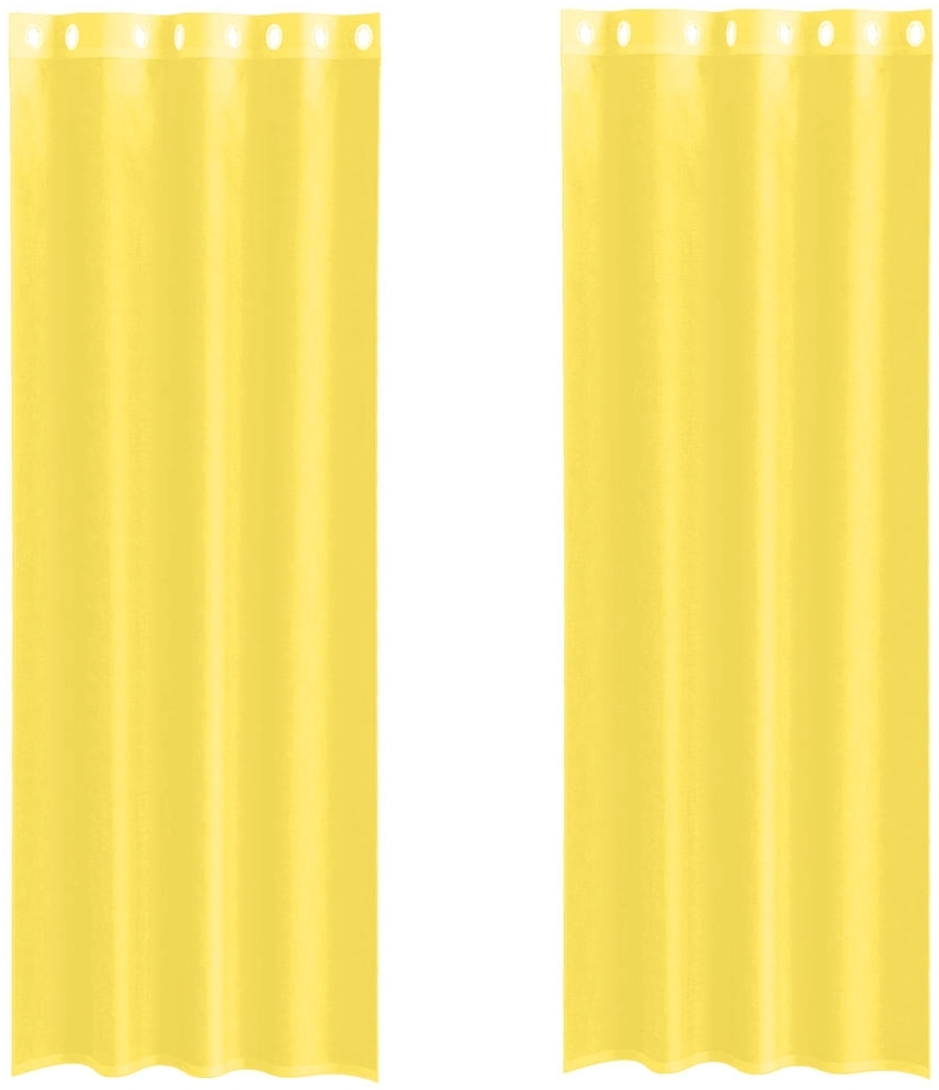 vidaXL Voile Vorhänge mit Ösen 2 Stk. Gelb 4102136 Bild 1