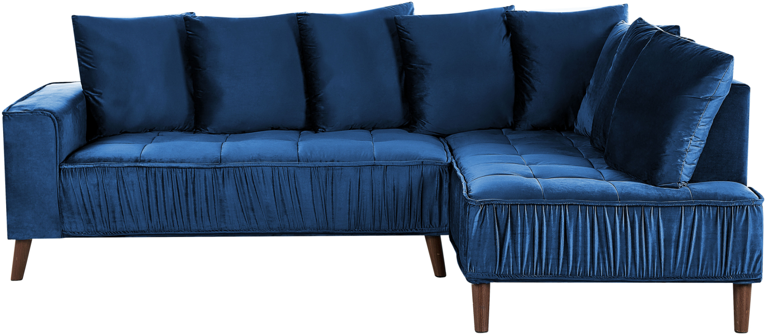 Ecksofa GRENA Marineblau Samtstoff Bild 1