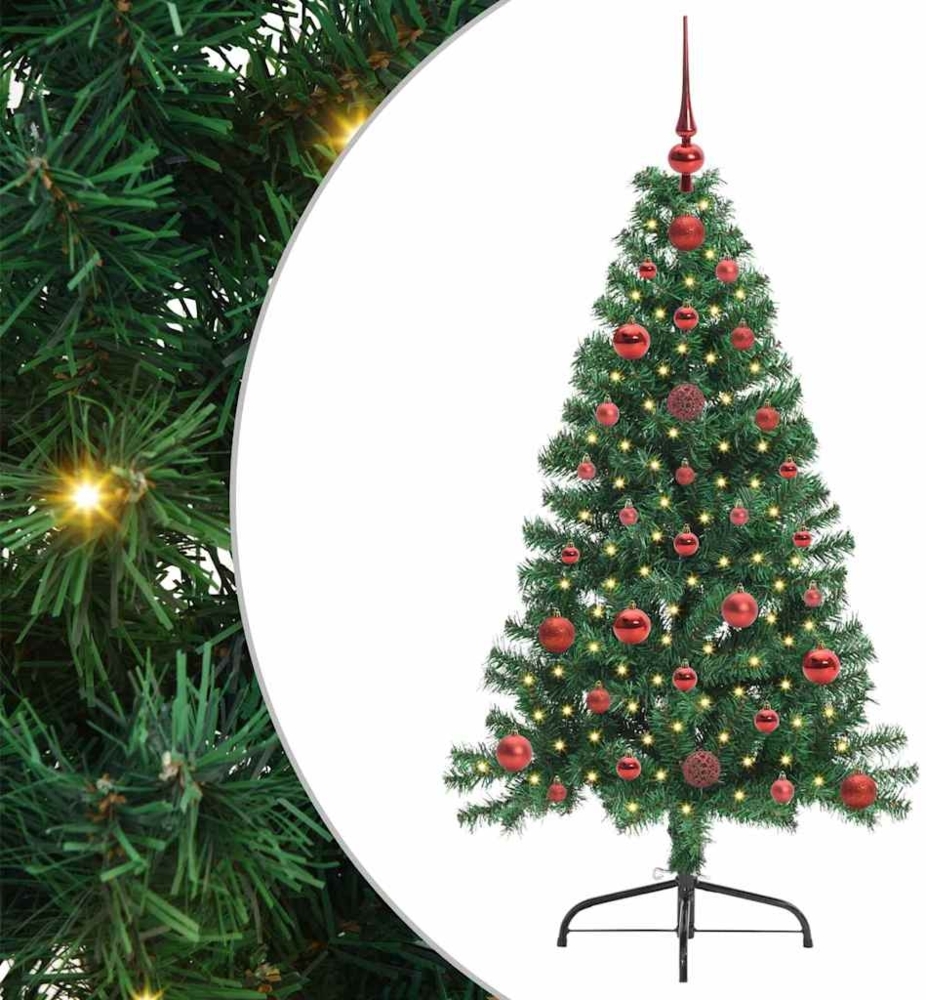 vidaXL Künstlicher vorbeleuchteter Weihnachtsbaum Grün 120 cm PVC 3396989 Bild 1