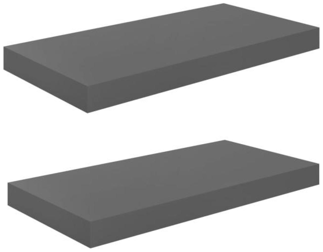 vidaXL Schweberegale 2 Stk. Hochglanz-Grau 50x23x3,8 cm MDF 323788 Bild 1