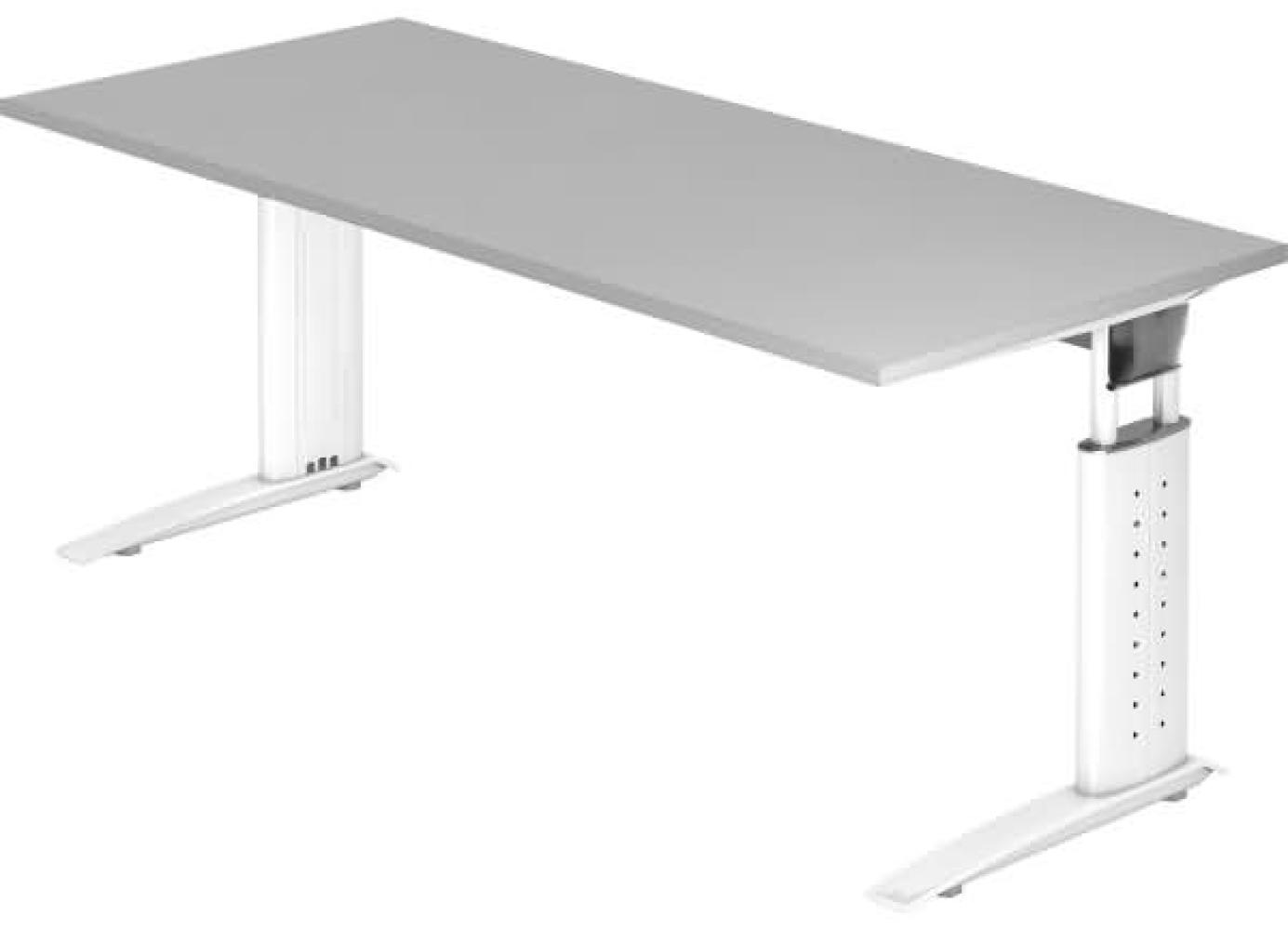 Schreibtisch US19 180x80cm Grau Gestellfarbe: Weiß Bild 1