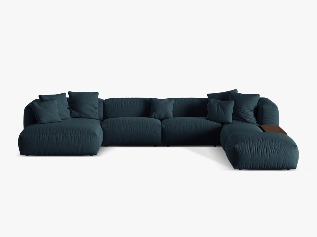 Micadoni Panorama-Ecksofa Martina 5-Sitzer Rechts Strukturierter Stoff Jeansblau Bild 1