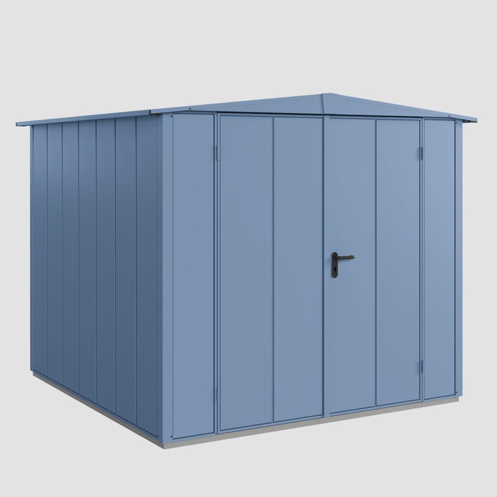 Hörmann Ecostar Metall-Gerätehaus Elegant mit Satteldach Typ 2, 238 x 238 cm , taubenblau, 5,7 m²,2-flüglige Tür Bild 1