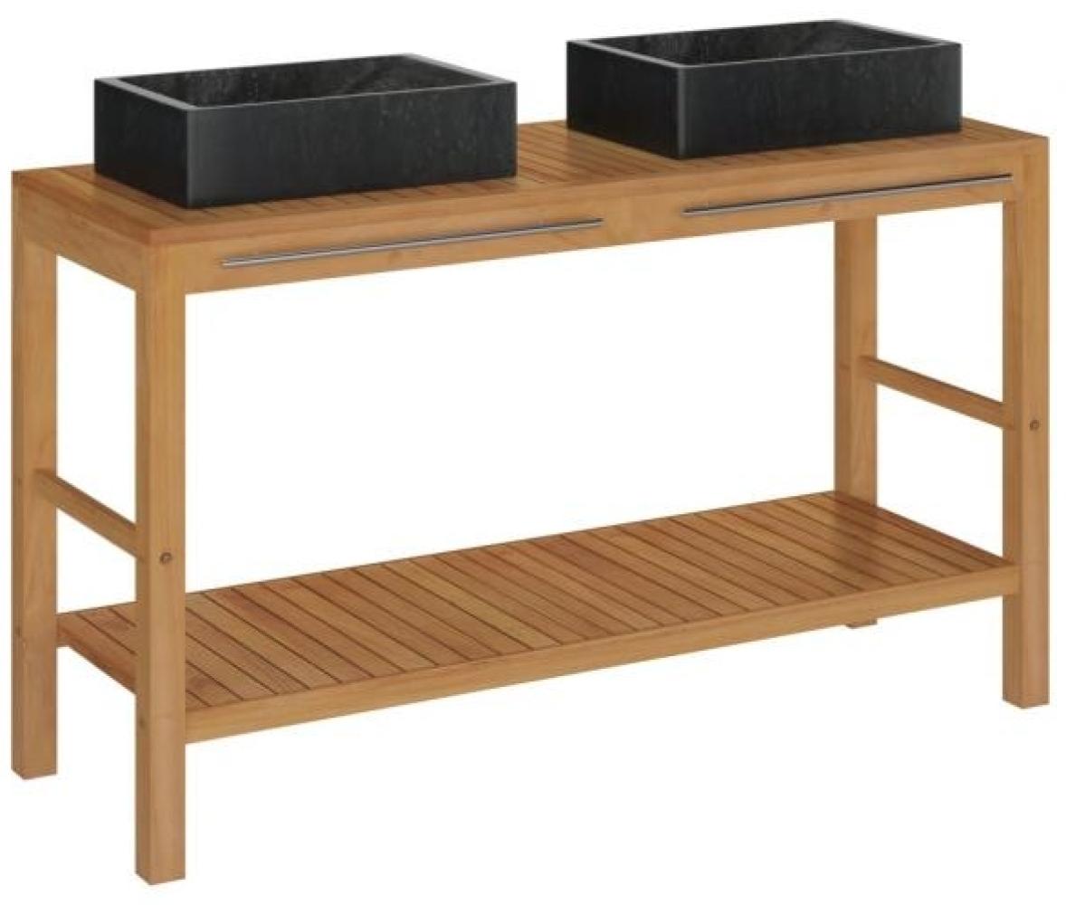 vidaXL Waschtisch Massivholz Teak mit Waschbecken Marmor Schwarz [3058166] Bild 1