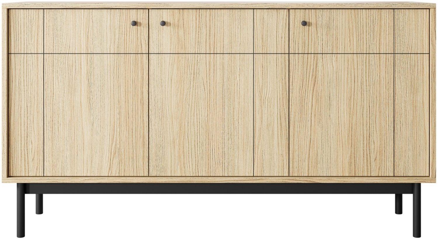 Selsey 'Japandies' Sideboard 3-türig, Eichenholzoptik, ca. 84 x 153 x 39 cm Bild 1