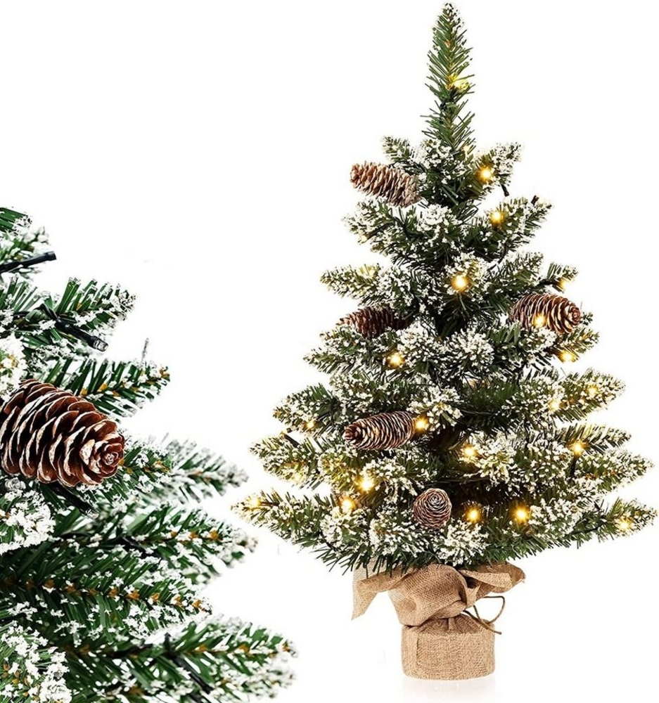 COSTWAY Künstlicher Weihnachtsbaum, 60cm, mit 8 Lichtmodi, 50 LEDs, Schnee Bild 1