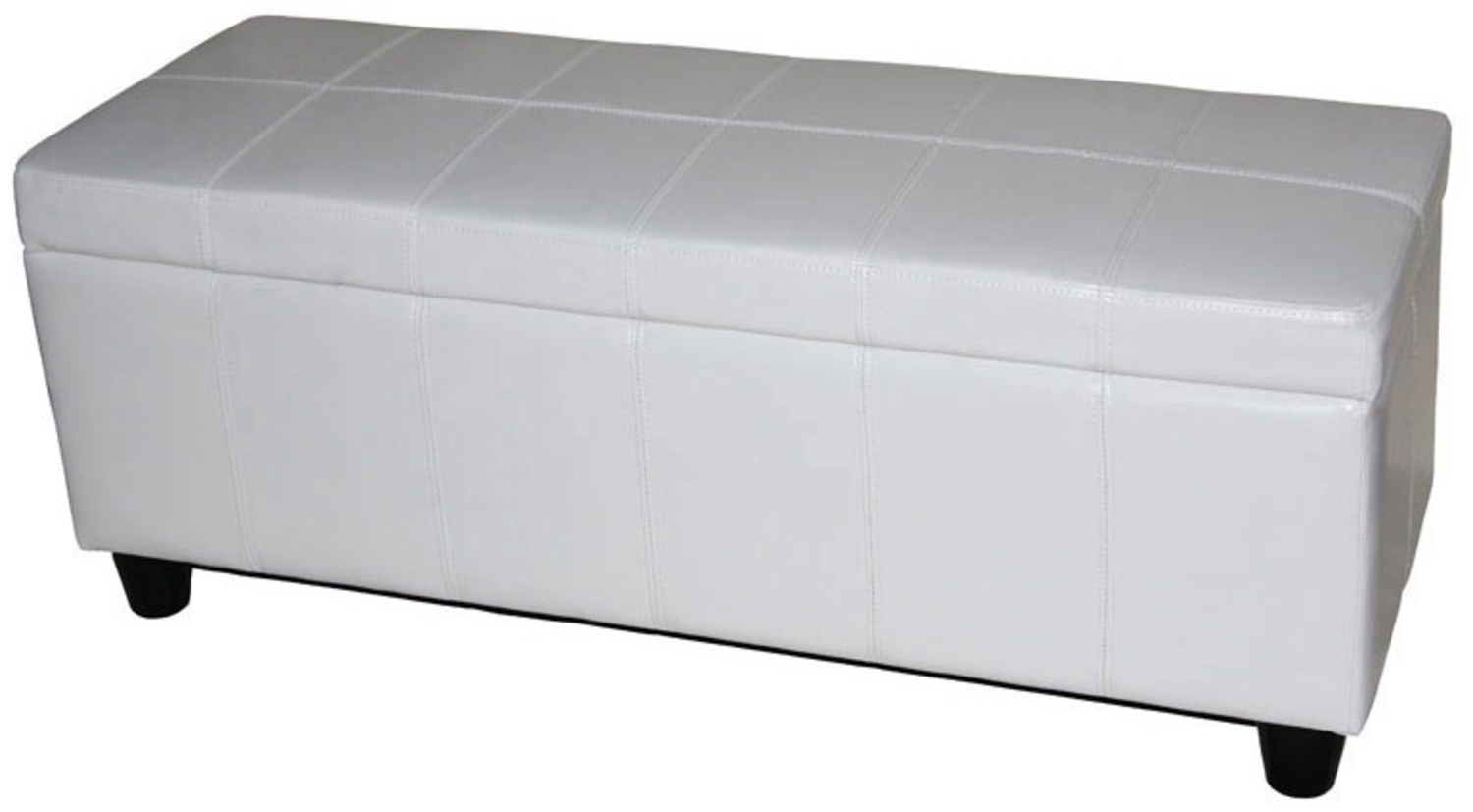 Aufbewahrungs-Truhe Sitzbank Kriens, Leder + Kunstleder, 112x45x45cm MVG-zertifiziert ~ weiß Bild 1