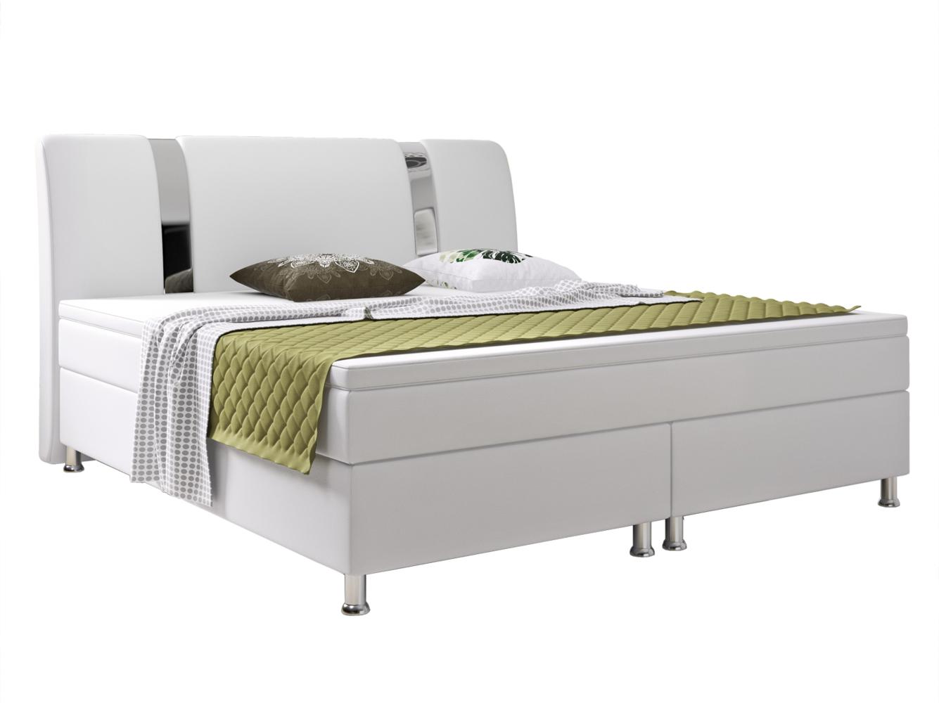 Boxspringbett Riva 180x200 cm Kunstleder Weiß Bild 1