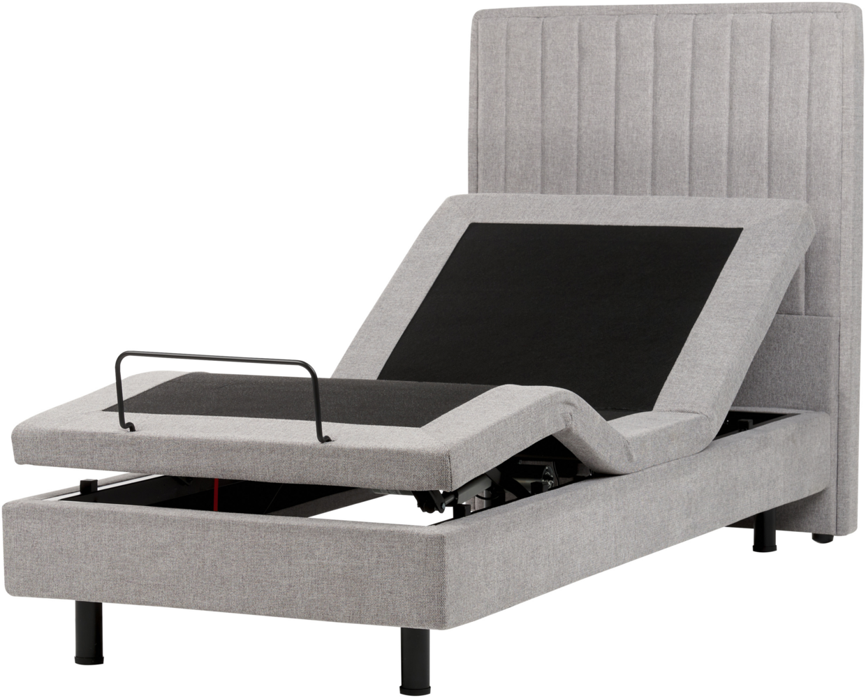 Bett verstellbar DUKE II 90 x 200 cm Stoff Hellgrau Bild 1