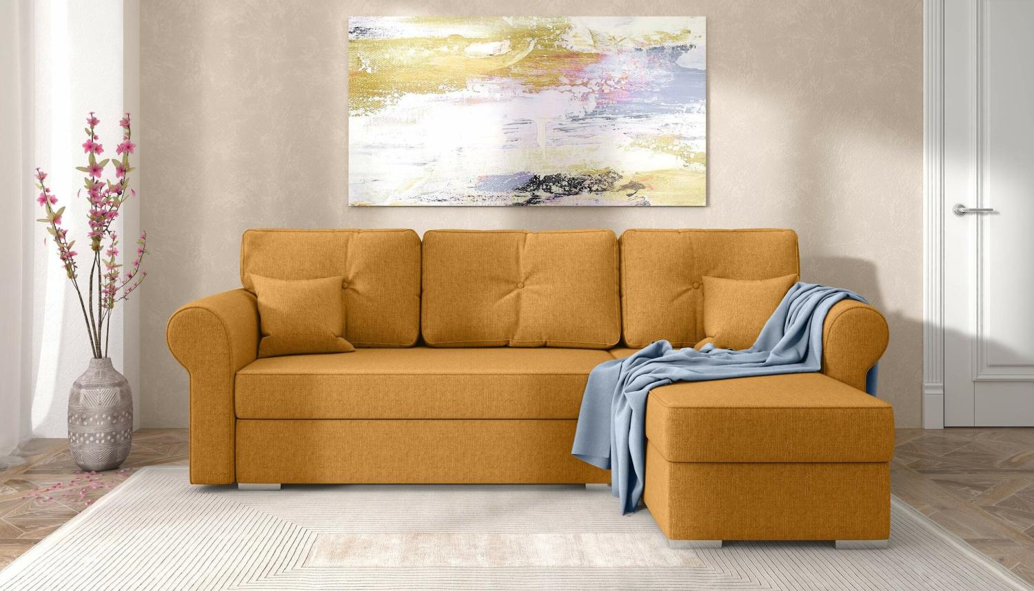 Stylefy Ofanto Ecksofa Gelb Rechts Strukturstoff MALMO NEW Bild 1