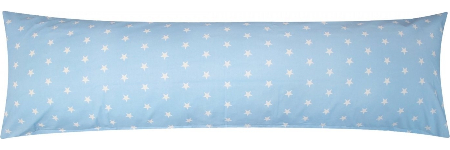Heubergshop Seitenschläferkissenbezug, (1 Stück), 40x145cm Sterne Muster Weiß Hellblau 100% Baumwolle (376/2-Blau) Bild 1