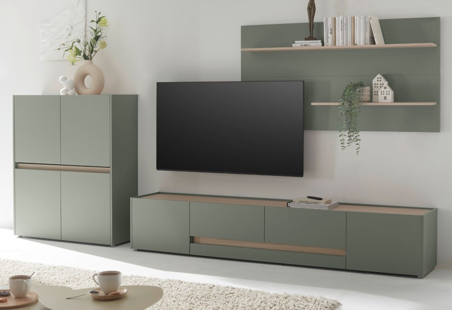 Wohnwand 3-teilig Center in Salbei und Eiche 343 cm Bild 1