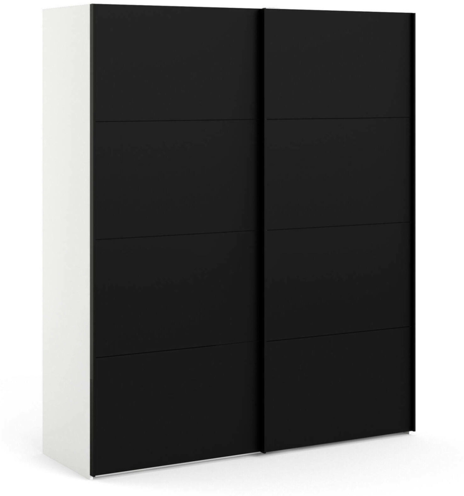 Dmora Kleiderschrank 2 Türen Portlouis, Schlafzimmermöbel, Schrank, Garderobe, 182x62 h220 cm, Schwarz und Weiß Bild 1