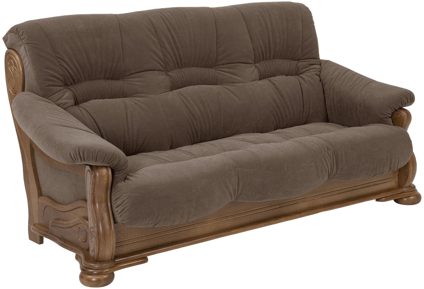 Sofa 3-Sitzer Katlin Bezug Flockstoff Eiche rustikal P43 / braun 22753 Bild 1