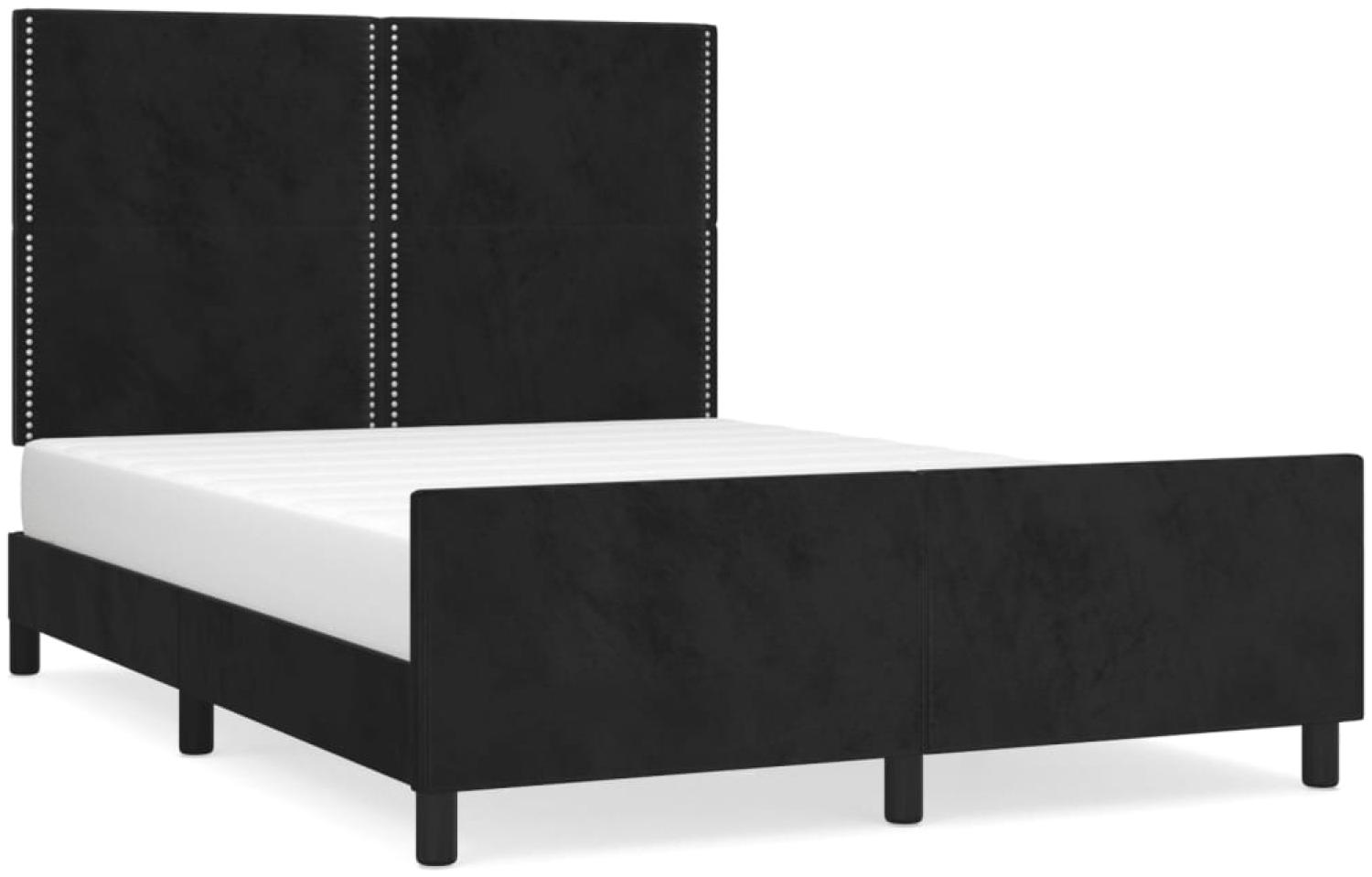 Bettgestell mit Kopfteil Samt Schwarz 140x190 cm Bild 1