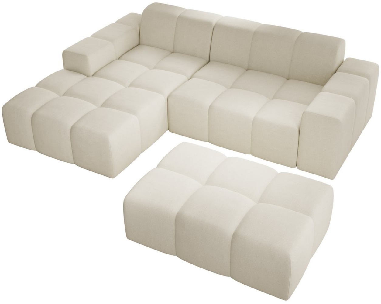 PROMETO Möbel Ecksofa Sofa mit Hocker, Couch L-Form Veloursstoff Fogo Bild 1