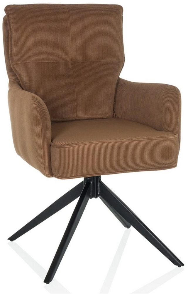 hjh LIVING Esszimmerstuhl Polsterstuhl TARUGO Stoff mit Armlehnen (1 St), Esszimmerstuhl mit Cord-Stoff, Sitz drehbar, bequem gepolstert Bild 1