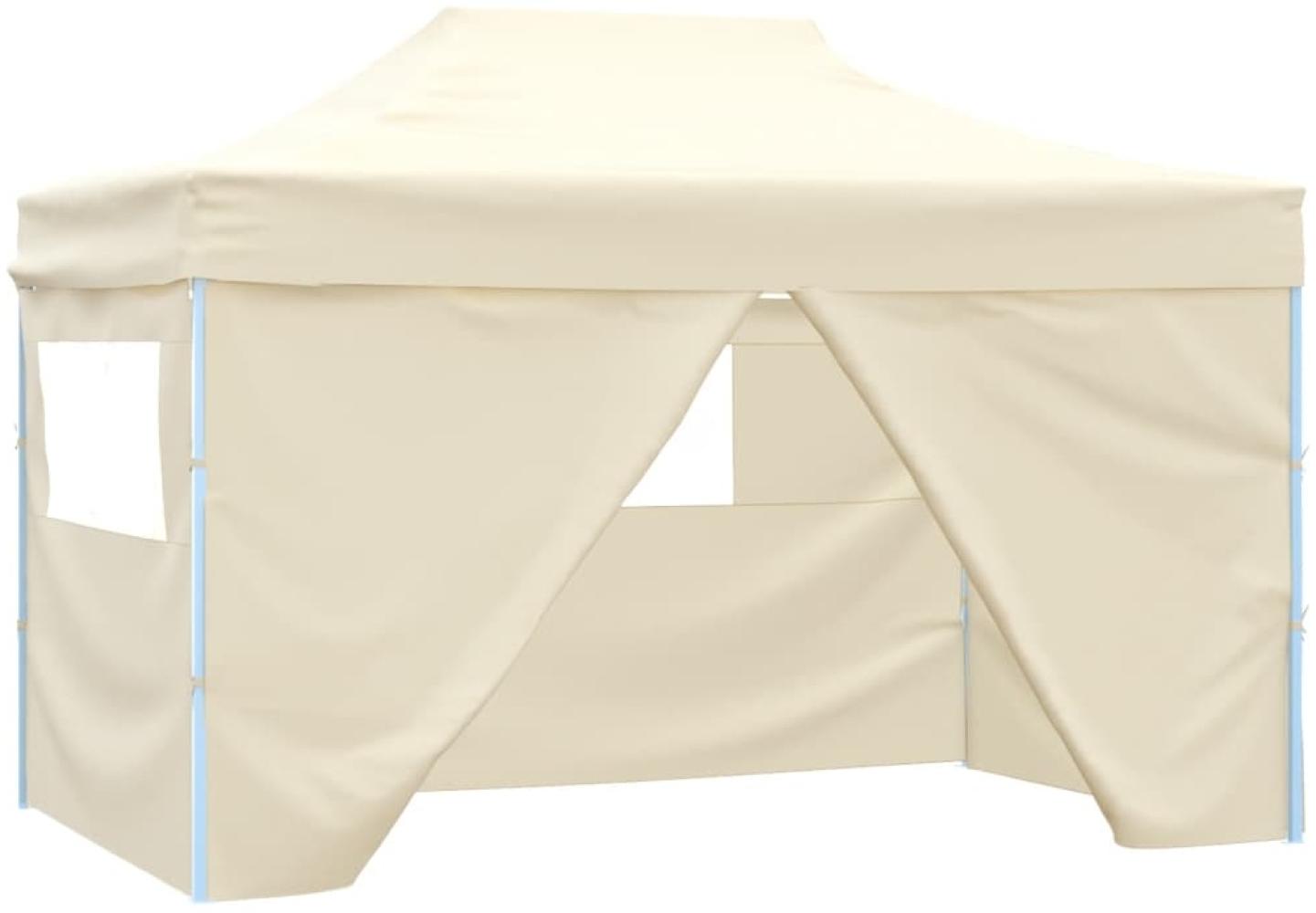 vidaXL Profi-Partyzelt Faltbar mit 4 Seitenwänden 3×4m Stahl Creme 48894 Bild 1