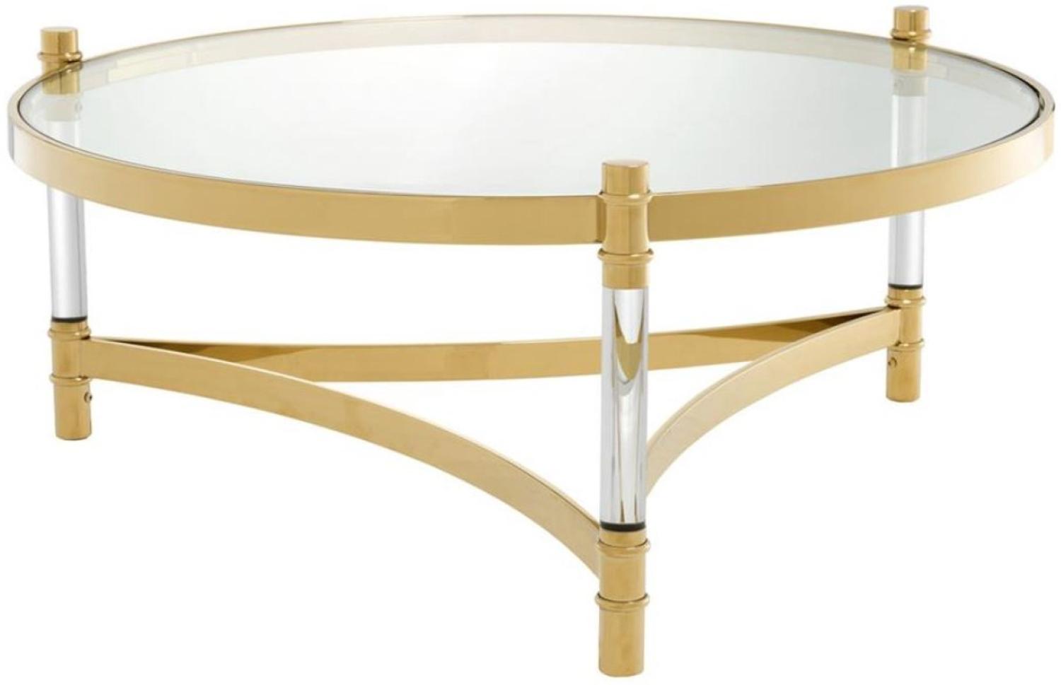 Casa Padrino Couchtisch / Wohnzimmertisch Gold Ø 104 x H. 43 cm - Luxus Wohnzimmermöbel Bild 1