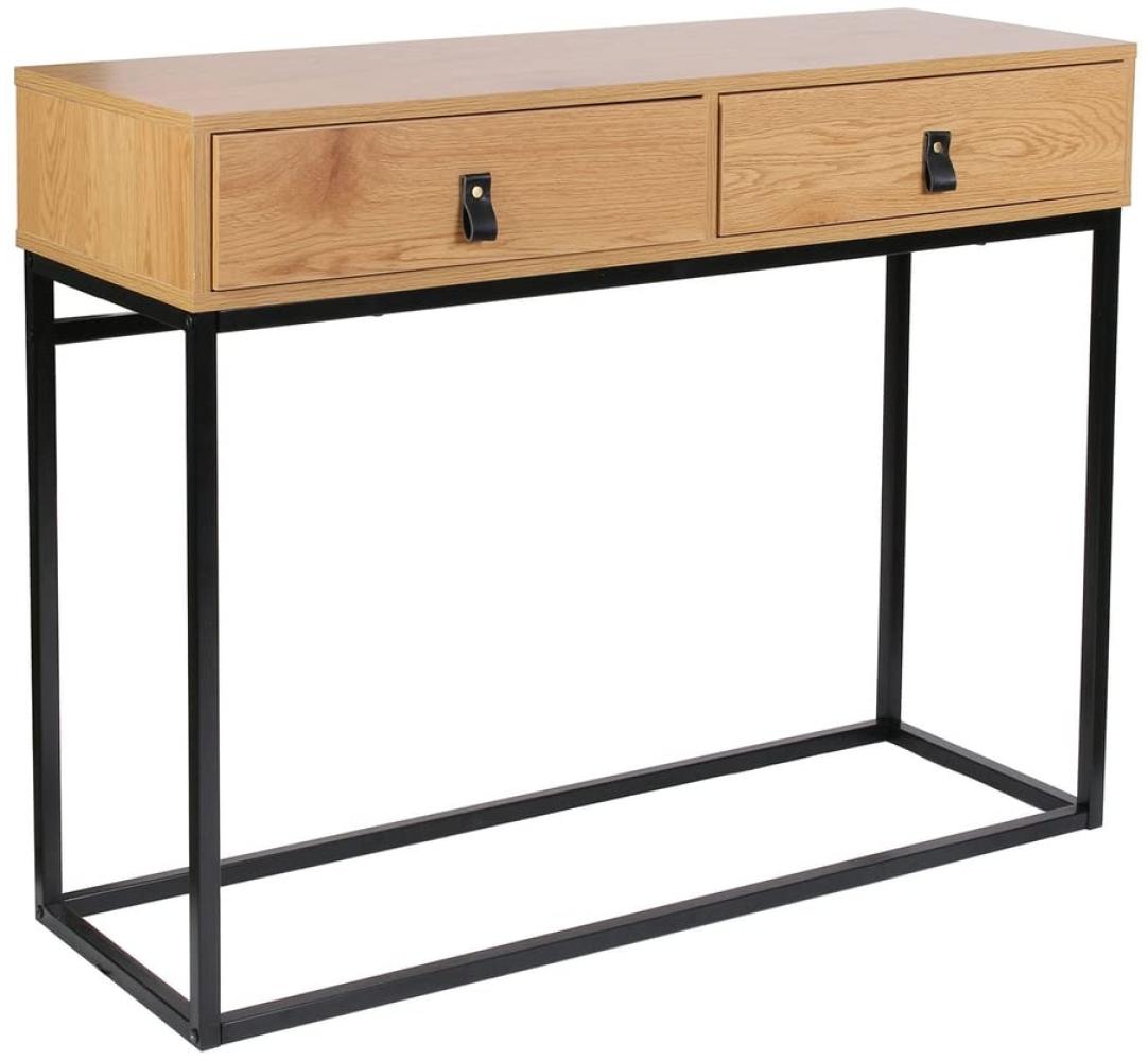 Home Deco Factory HD6623 Abbott Schreibtisch, Holz und Metall, Konsole, Möbel, für Eingangsbereich, Natur, 100 x 35 x 80,5 cm, Holzwerkstoff, Natürliches Schwarz, 100. 00 x 35. 00 x 80. 50 Bild 1