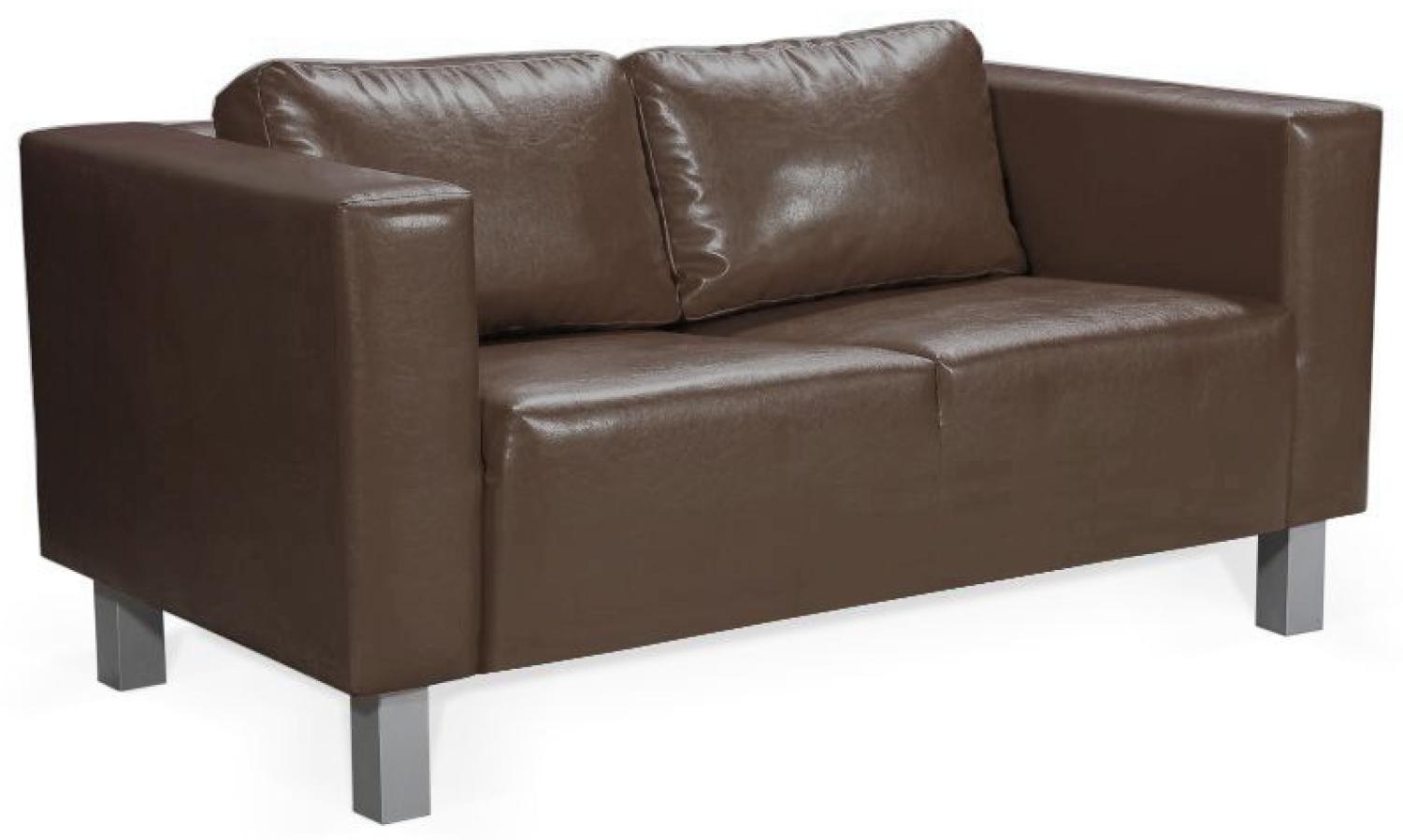 Sofa Designersofa MAILAND 2-Sitzer in Kunstleder Braun Bild 1