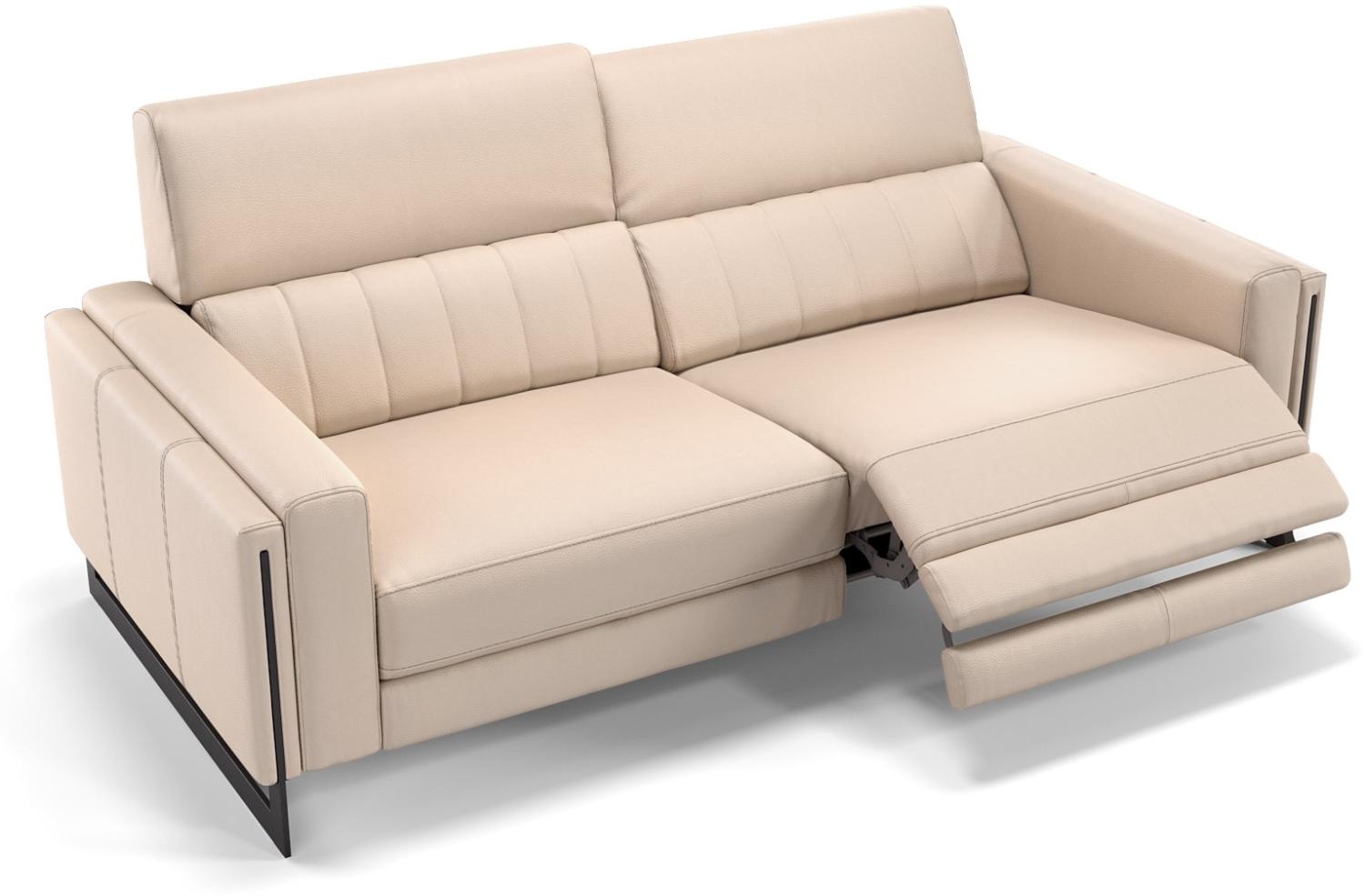 Sofanella 2-Sitzer MARA Ledercouch Relaxsofa Sofa in Creme Bild 1