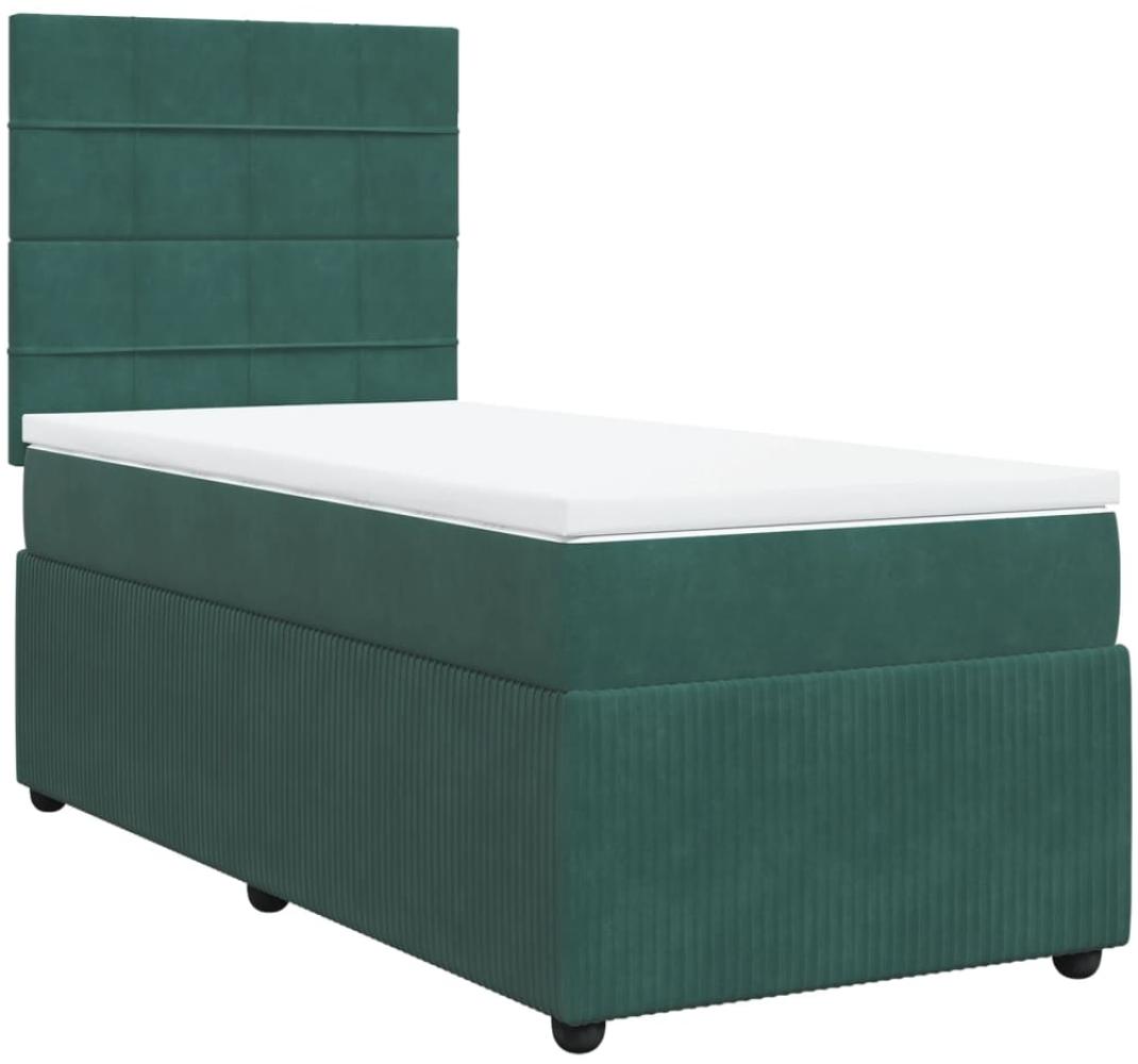 vidaXL Boxspringbett mit Matratze Dunkelgrün 90x190 cm Samt 3292217 Bild 1