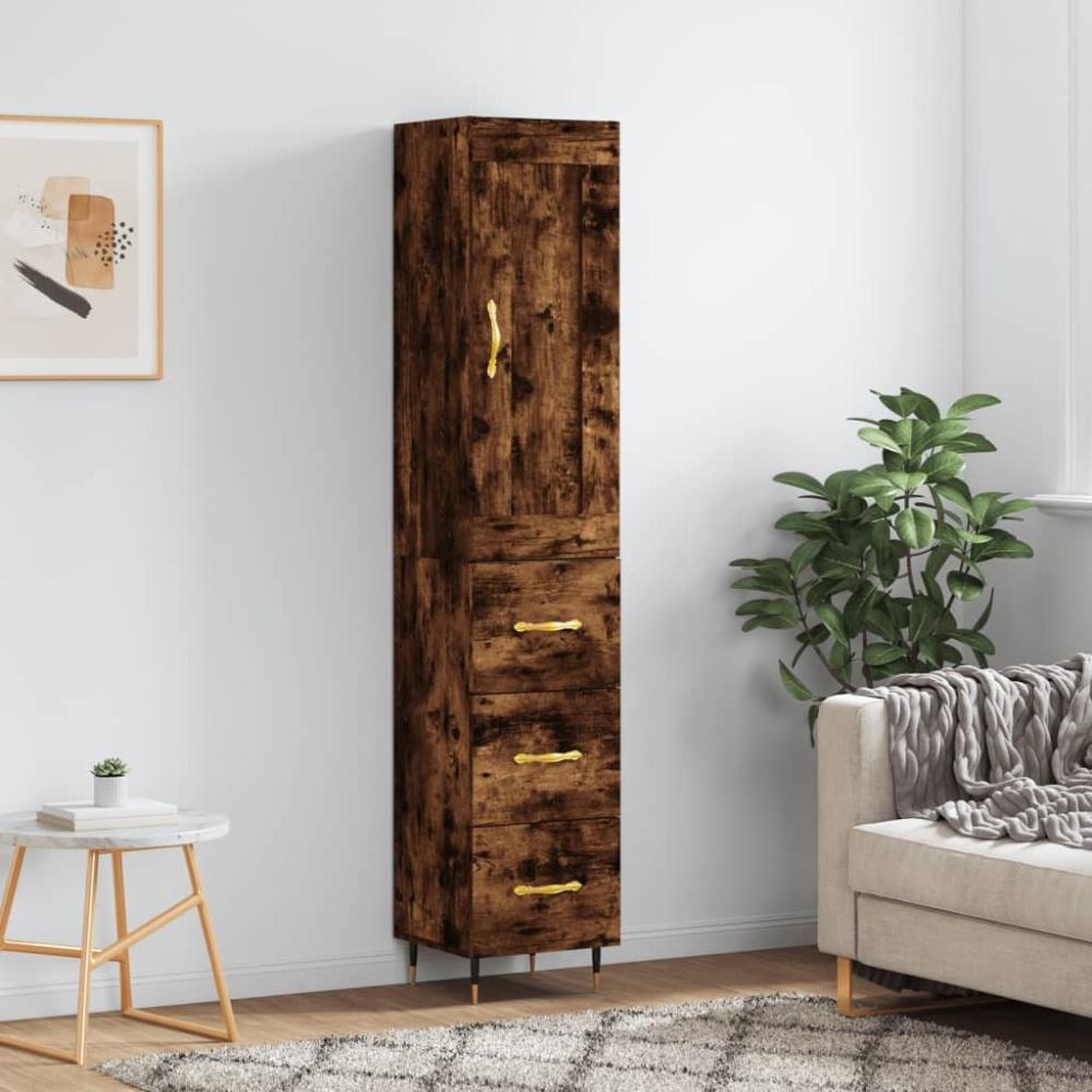 vidaXL Highboard Räuchereiche 34,5x34x180 cm Holzwerkstoff 3200182 Bild 1