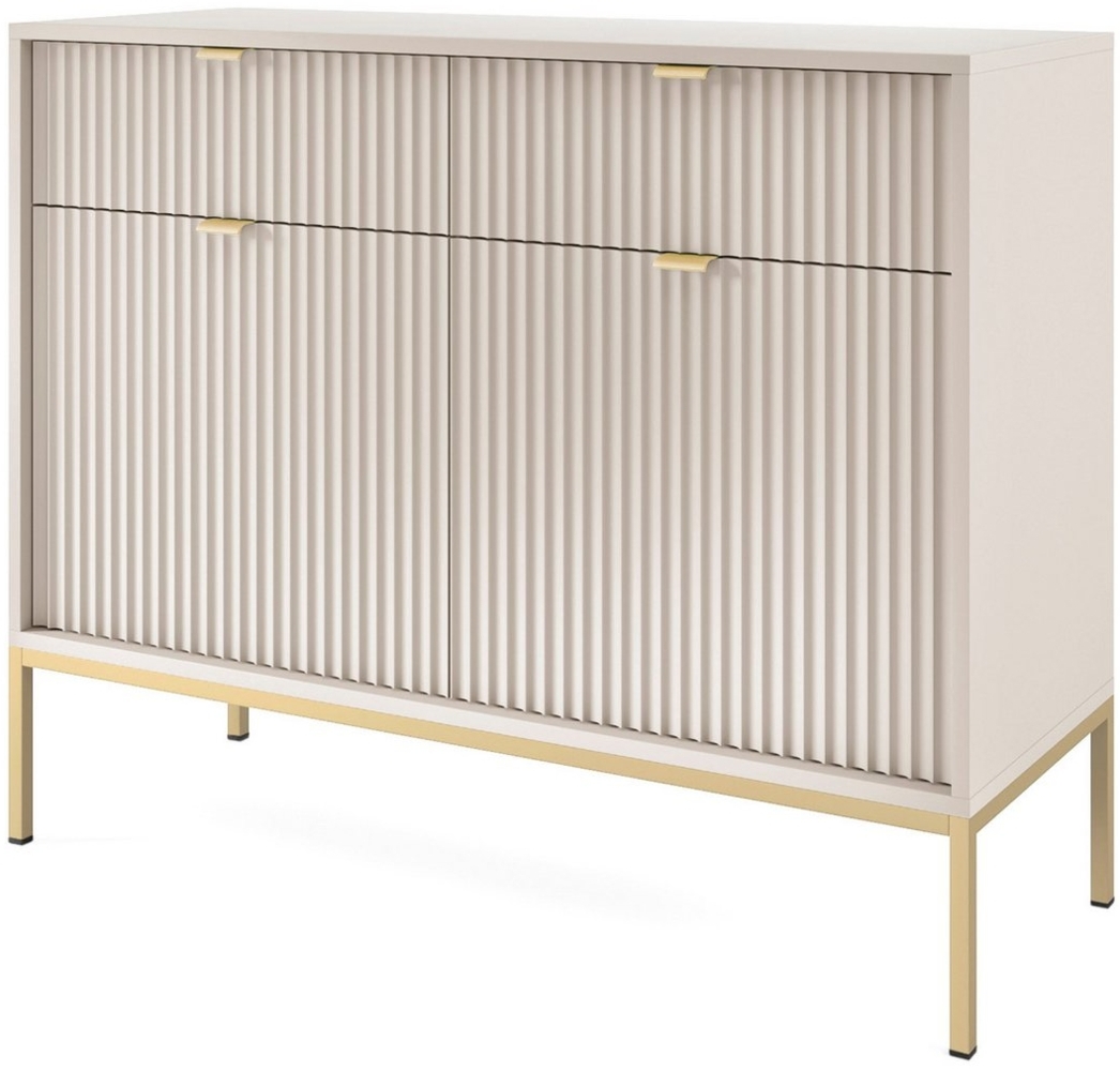 Compleo Kommode schmal, Breite 104 cm Modern Kommode mit 2 Schubladen NANCY, Glamour Flur Bild 1