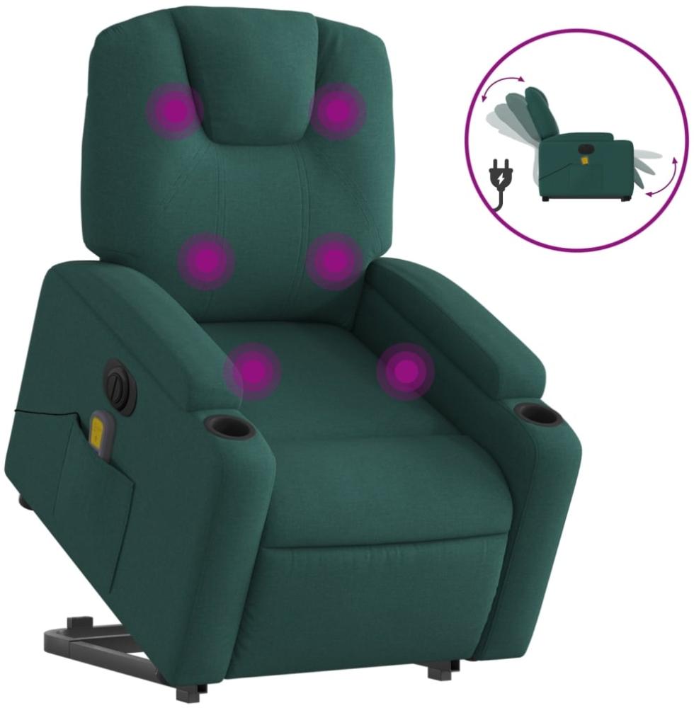 vidaXL Elektrischer Massagesessel mit Aufstehhilfe Dunkelgrün Stoff 3204410 Bild 1