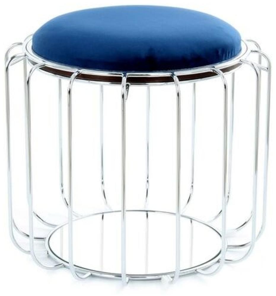 Beistelltisch / Pouf Comfortable 110 Dunkelblau / Silber Bild 1