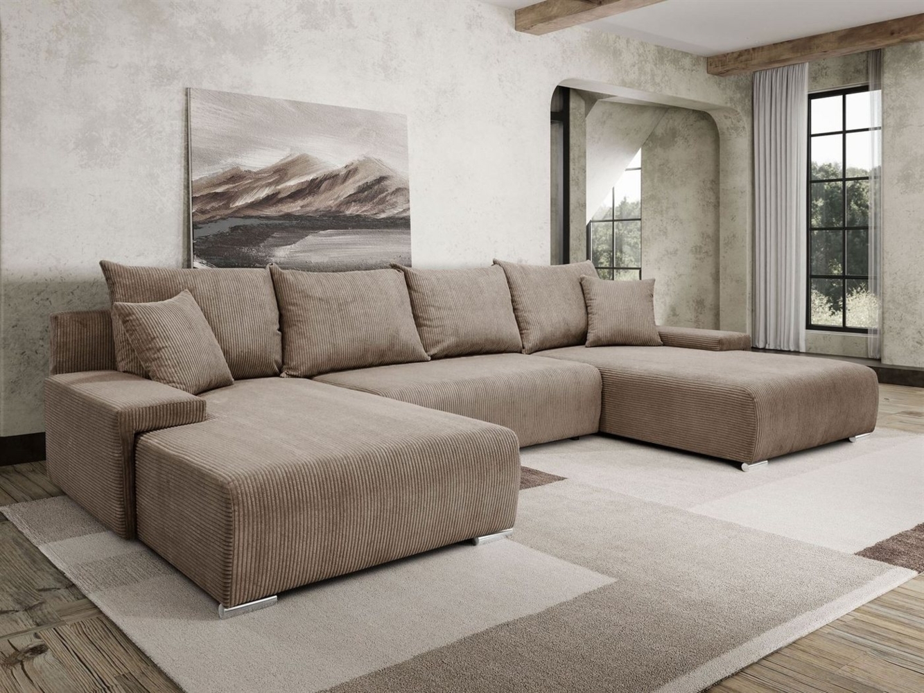 Lookway Wohnlandschaft LAVIO U – großes Ecksofa in U-Form, modernes Design, 348x188x93 cm Bild 1