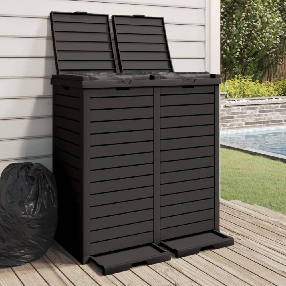 vidaXL Outdoor-Mülltonne Schwarz 78x41x86 cm Polypropylen 364173 Bild 1