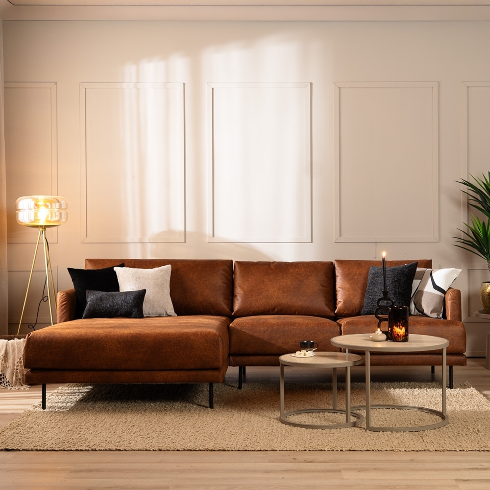 Bronx71 Ecksofa Denver Leder cognac links Bild 1