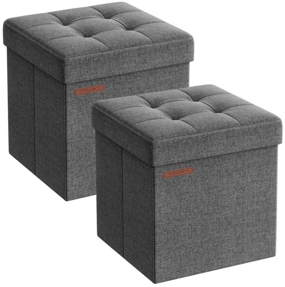 Songmics Sitzhocker faltbarer Hocker (2 St, 2-teiliges Set), mit Stauraum Fußhocker, Falthocker, Sitzwürfel 30 x 30 x 30 cm Bild 1