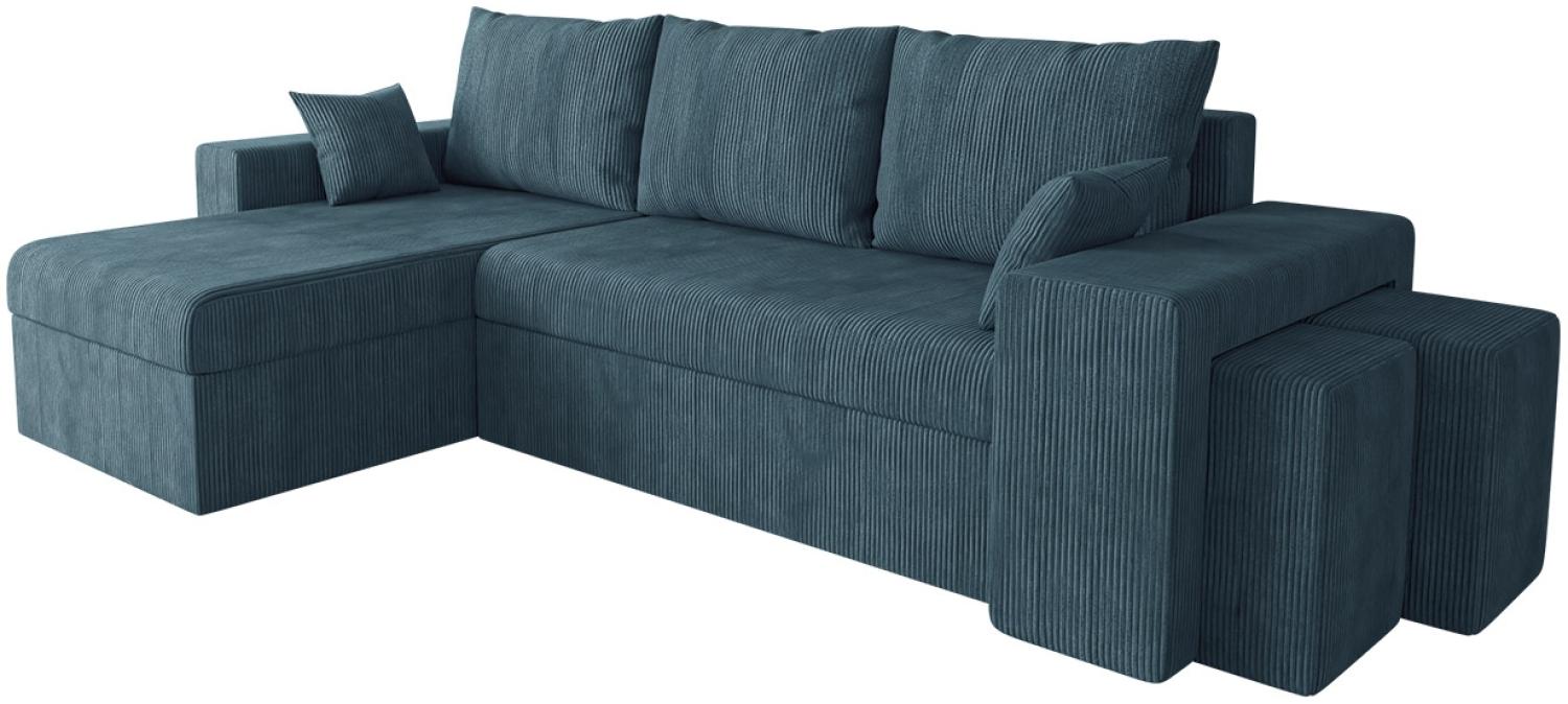 Ecksofa Papani Cord mit 2 Polsterhocker, Bettkasten, Schlaffunktion (Farbe: Poso 05) Bild 1