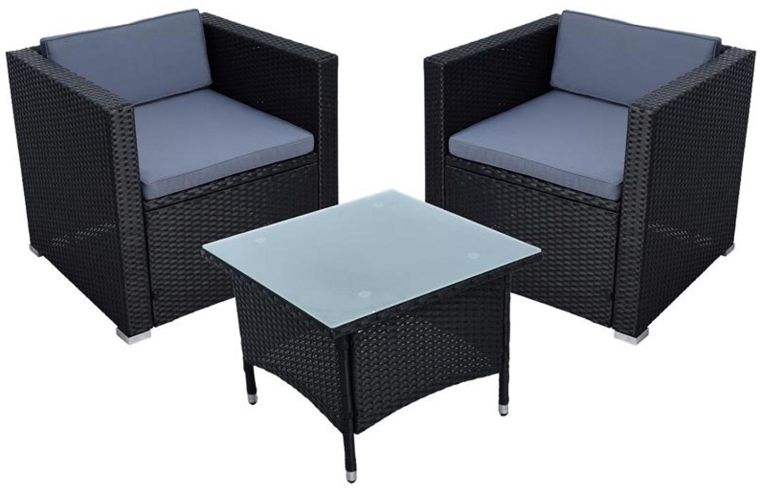 Polyrattan Lounge Set Sitzgruppe Loungesessel Gartensessel Gartentisch Schwarz Bild 1