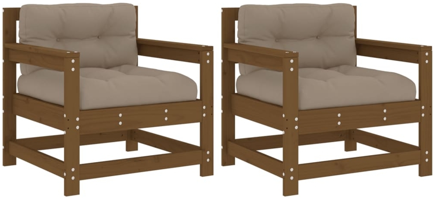 vidaXL Gartenstühle mit Kissen 2 Stk. Honigbraun Massivholz Kiefer 825565 Bild 1