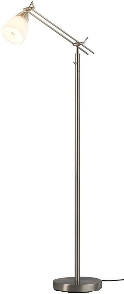 casa NOVA Stehlampe CURO, 1-flammig, H 150 cm, Nickelfarben, Weiß, ohne Leuchtmittel, Metall, Glasschirm Bild 1