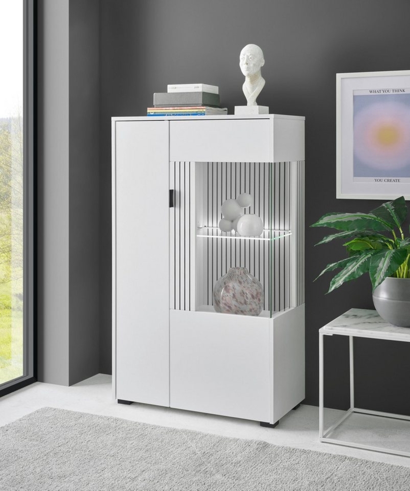 INOSIGN Stauraumvitrine Hudson in moderner Trendfarbe, Griffe aus Metall (Schwarz), Höhe 125 cm Bild 1