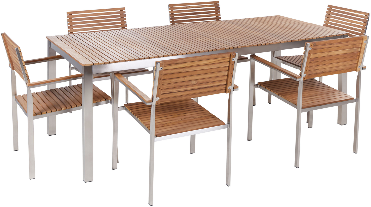 Gartentisch Set VIAREGGIO FSC® zertifiziertes Teakholz 200x90x75 cm Heller Holzfarbton Bild 1