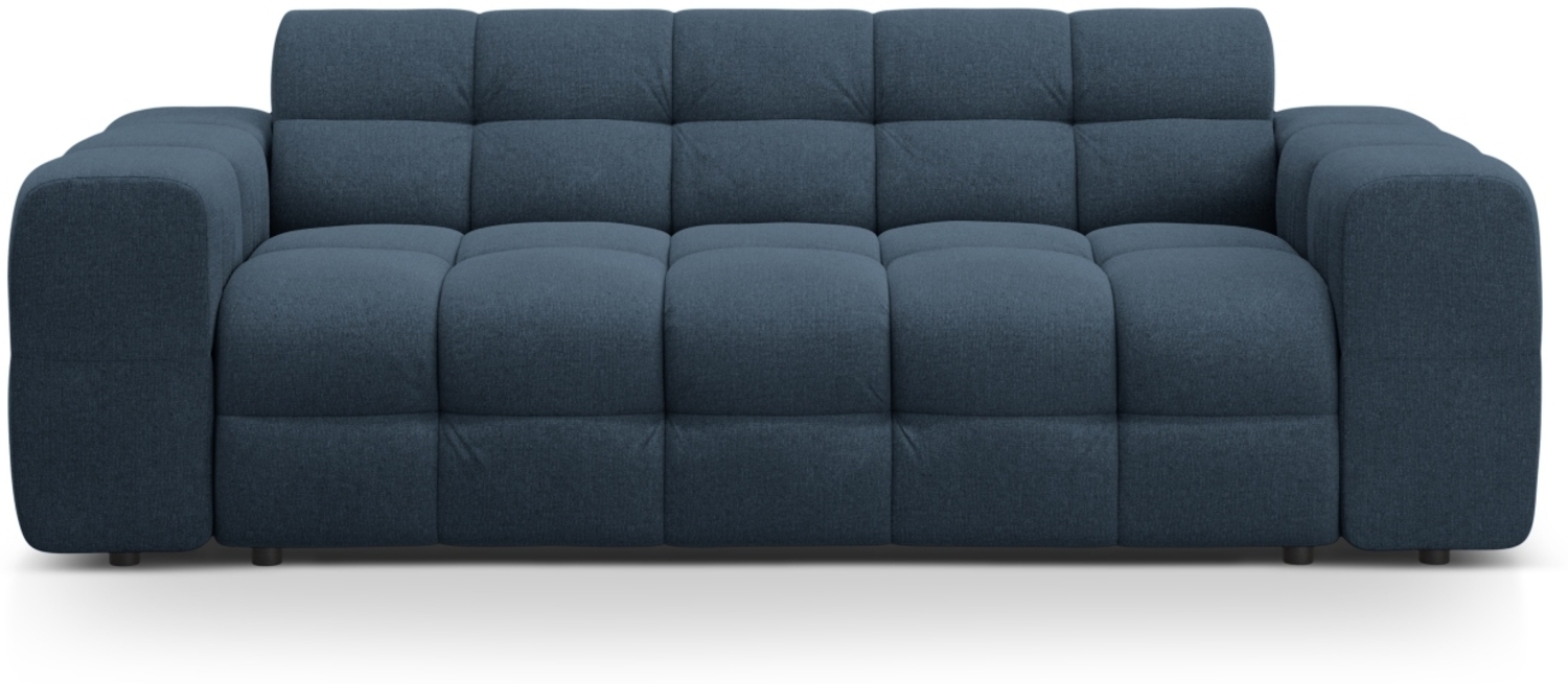 Micadoni Sofa Kendal 3-Sitzer Strukturierter Stoff Marineblau Buchenholz schwarz Bild 1