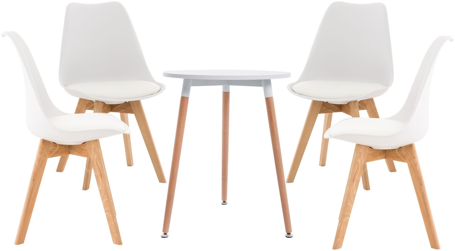 CLP Essgruppe Lamalie mit vier Stühlen und einem Tisch Ø 60 cm,weiß Bild 1