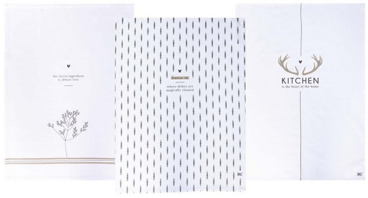 Bastion Collections Geschirrtuch White Kitchen Love, Farbe: Weiß, Motiv: Herzchen Bild 1