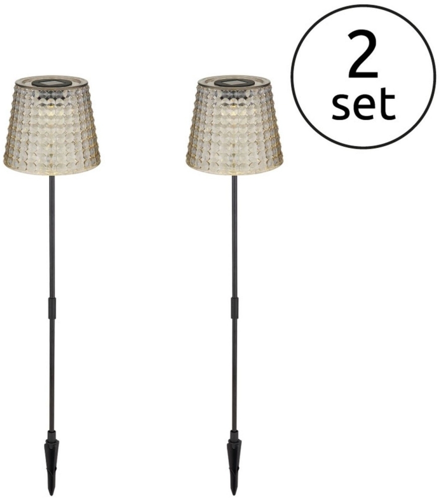 Solarleuchte Garten 2er Set Erdspieß Solarlampe LED Außen Solar Grau 36635-2S Bild 1