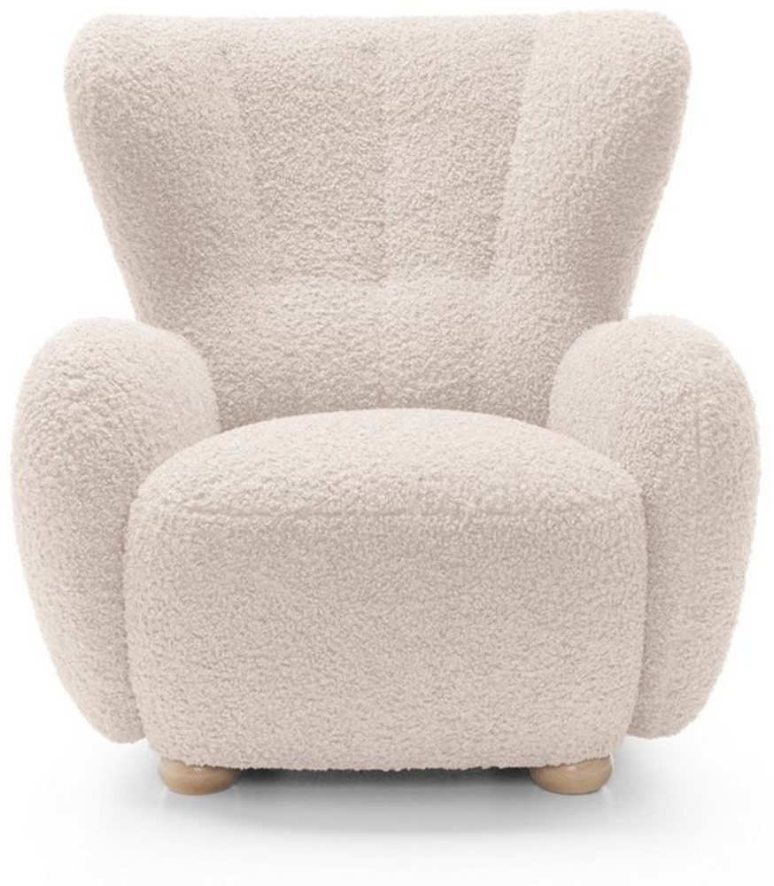 Goldstoff Sessel HUGSY Relaxsessel Boucle mit hoher Rückenlehne – Skandi & Boho Stil (Einzelsessel, Loungesessel), mit Relaxfunktion Bild 1