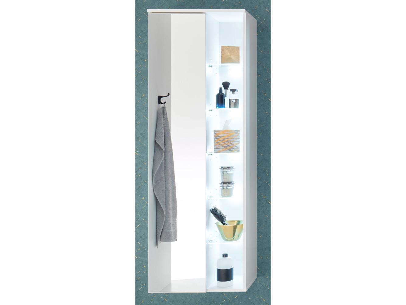 Hochschrank >Bella< in Weiß aus Glas - 55x160x30cm (BxHxT) Bild 1