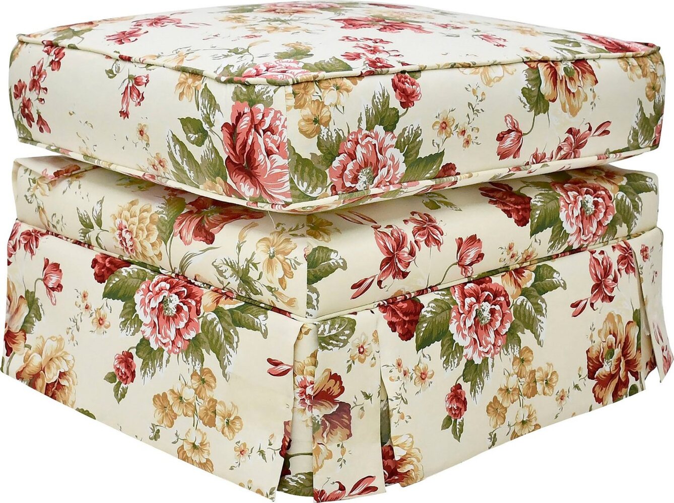 Home affaire Sitzhocker Laura K, Geblümter Polsterhocker, creme Weiß, 52x74x60, Bezug 100% Baumwolle Bild 1
