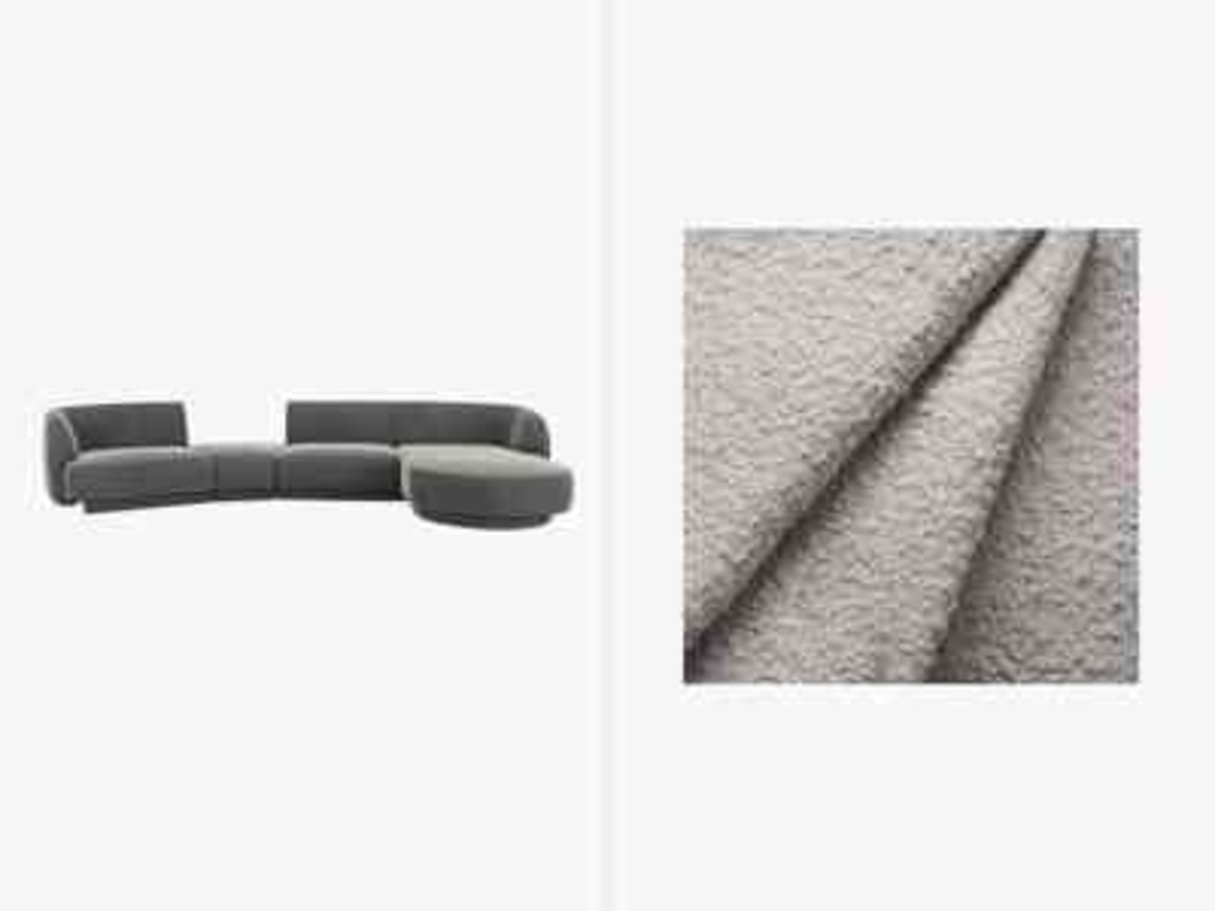 Micadoni Modulares Sofa Miley mit Recamiere 4-Sitzer Rechts Boucle Baloo Hellgrau Bild 1